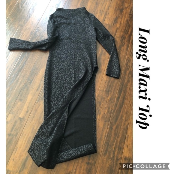 Black Maxi Top w/High Split - Picture 1 of 4